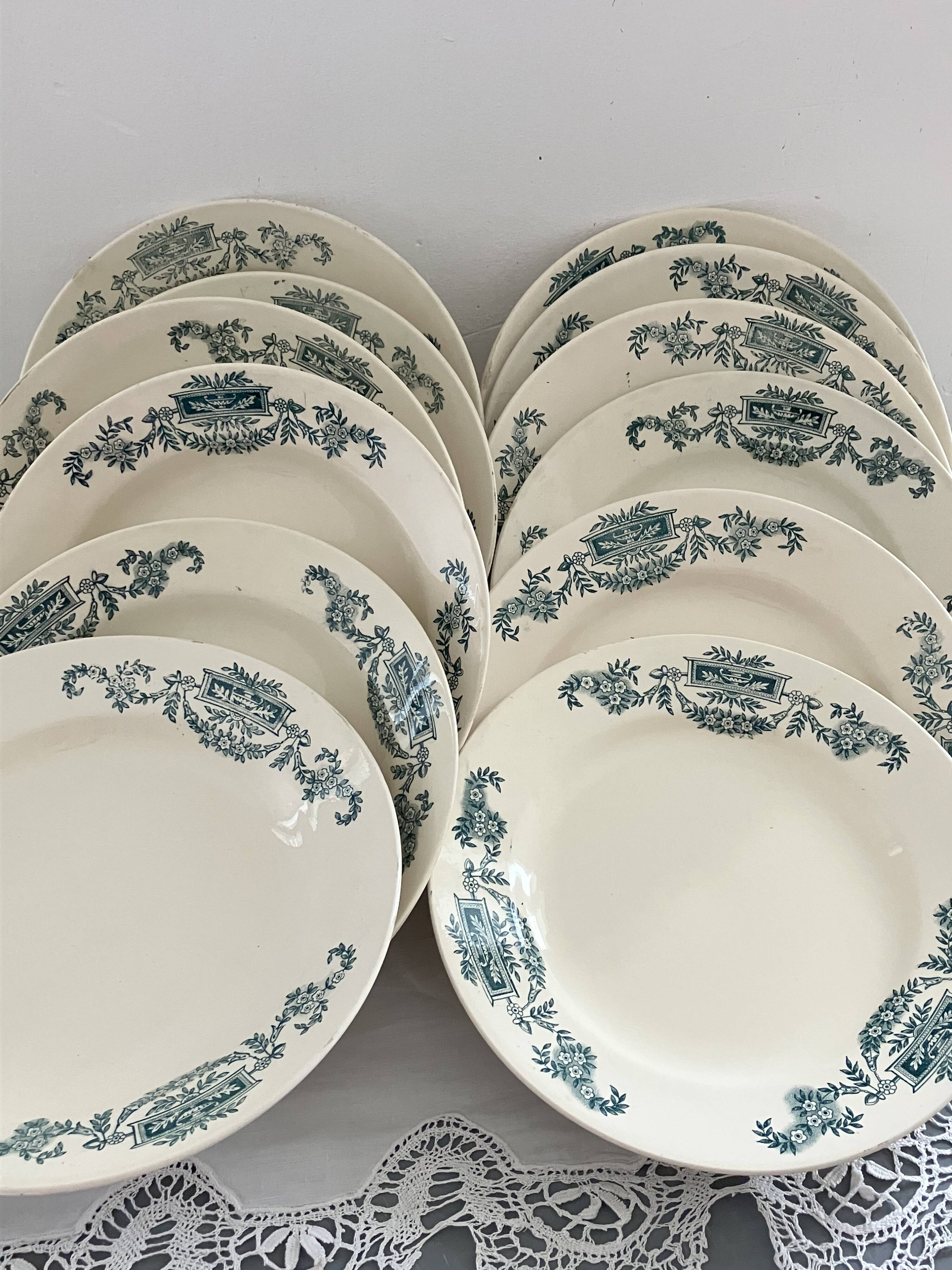 6 hollow plates, service Lutetia - Longchamp, Terre de fer