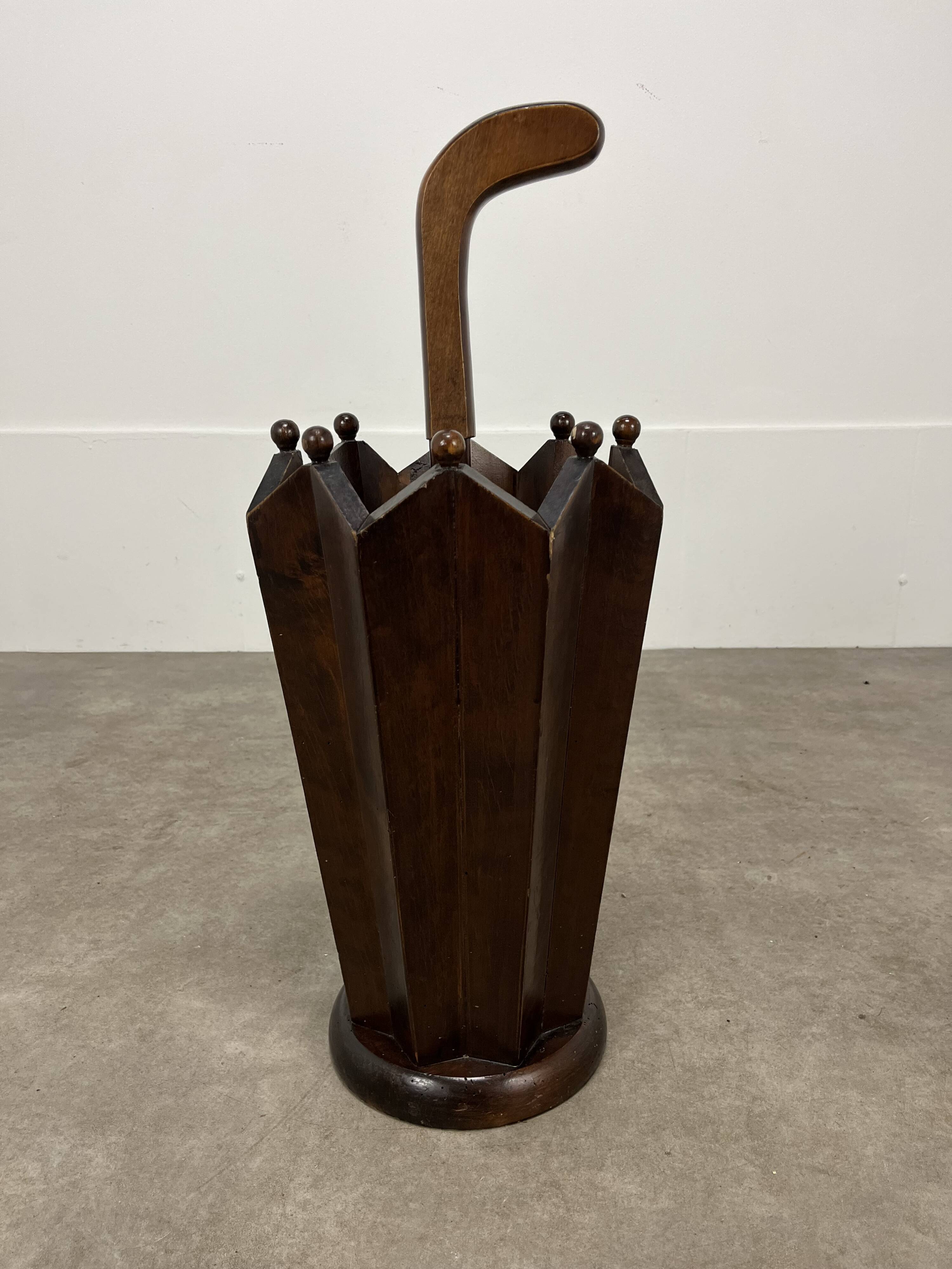 Art Deco wooden umbrella stand