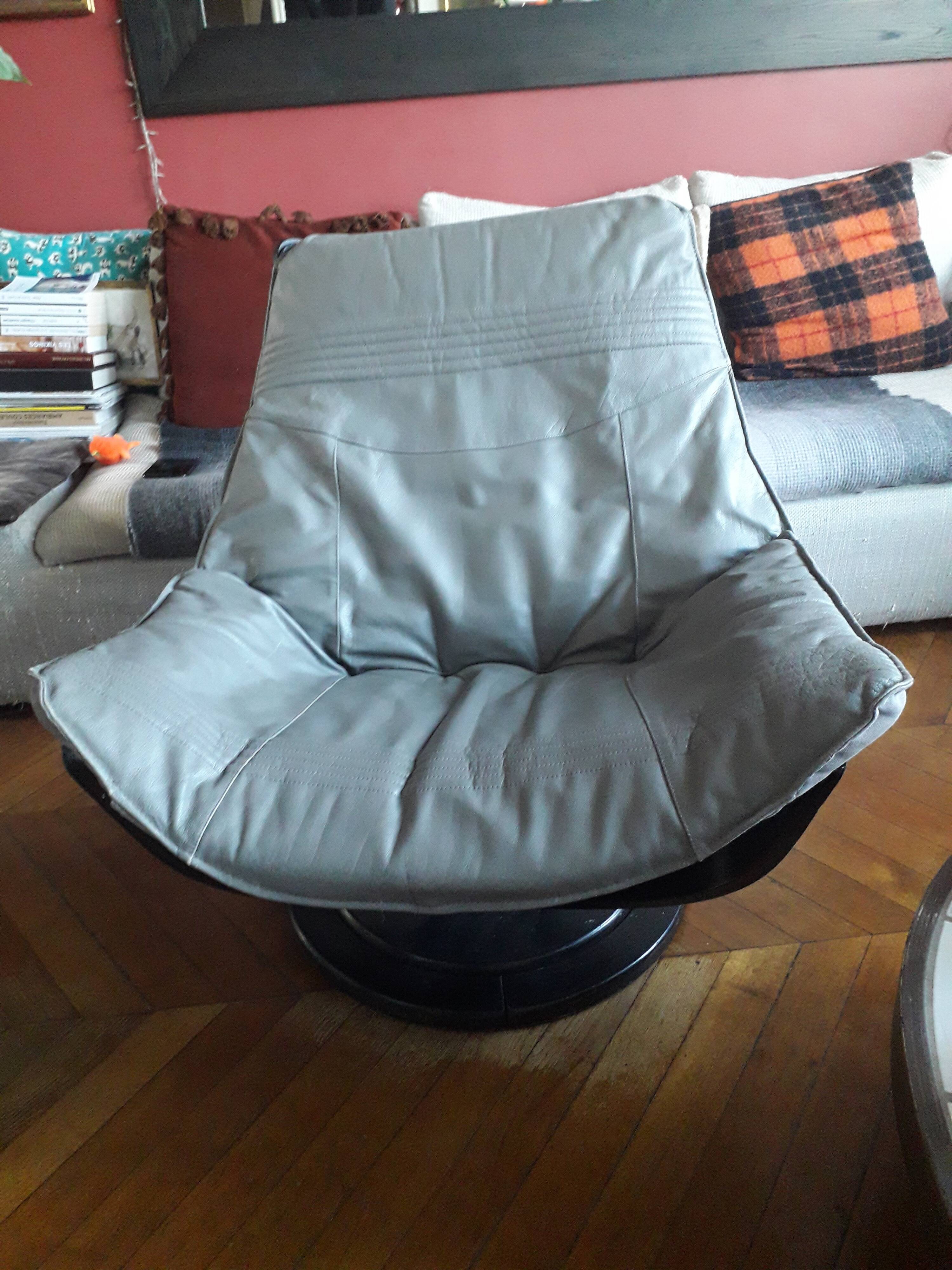 Vintage Swedish leather armchair signed Nelo