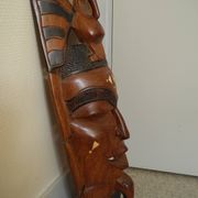 Pair of African wooden masks, vintage decoration, wooden African masks, 70s/80s