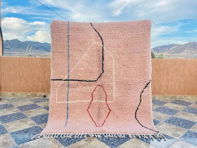 Handmade traditional natural wool rug size 200x300cm