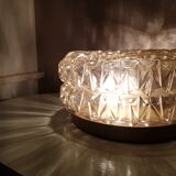 Golden glass ceiling lamp from the 1960s