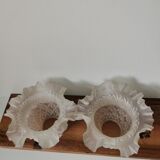 Set of 2 globes of vintage opaque molded glass lamps