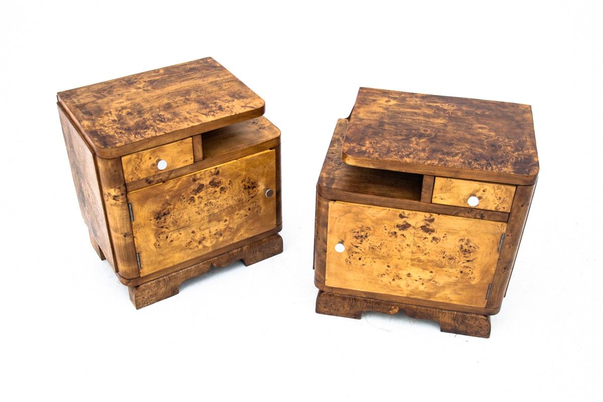 Art deco bedside tables, poland, 1950s