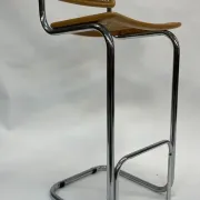 Vintage bar stool 80's Design Cesca style chrome and webbing