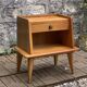 Solid oak compass feet bedside table 1950