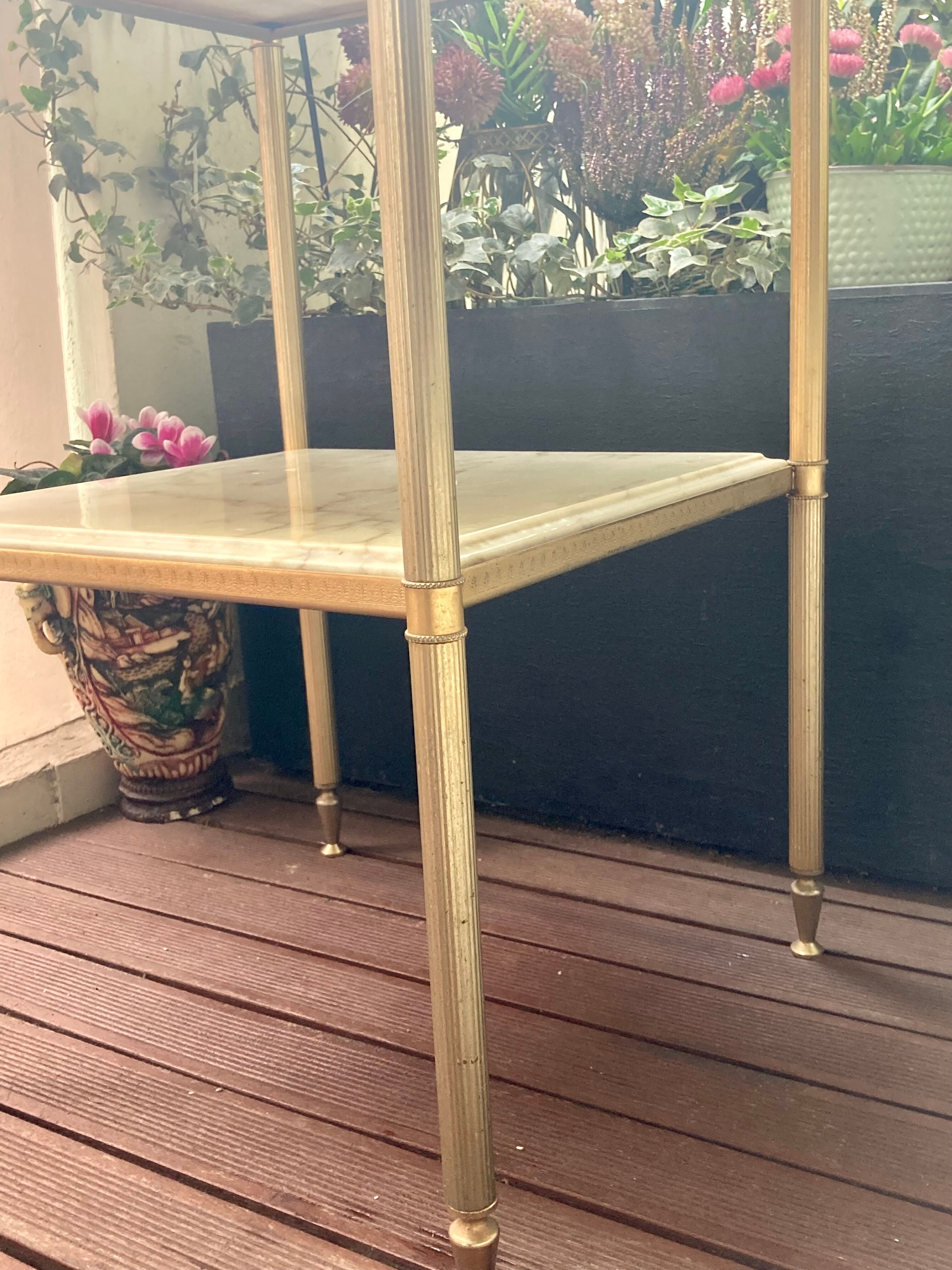Brass and marble side table