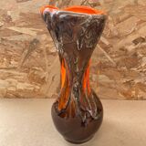 Antique vase vallauris ceramic art brown orange vintage