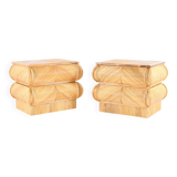 Pair of rattan bedside tables