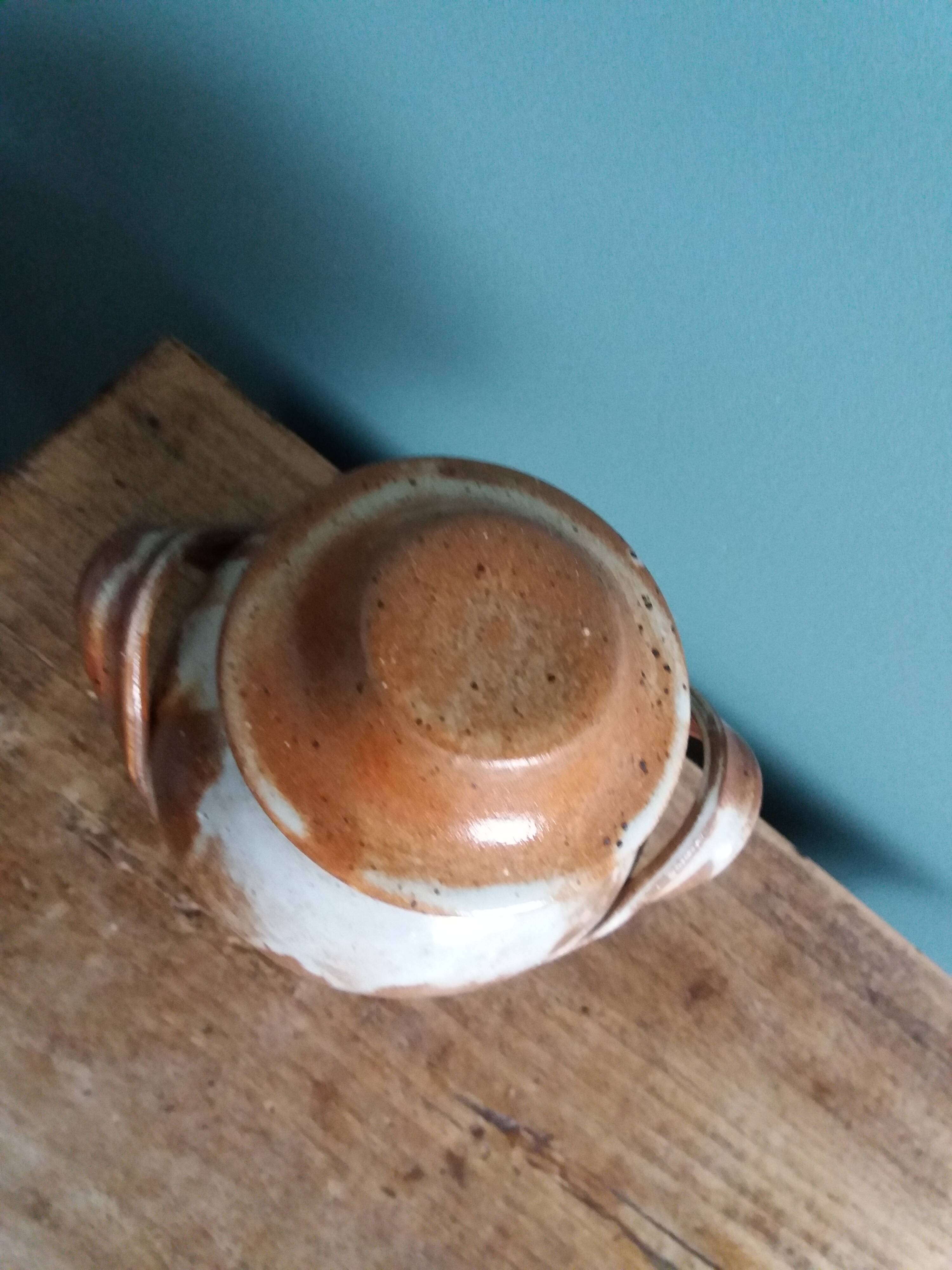 Covered pot condiment pot in Puisaye stoneware