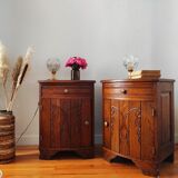 Pair of oak art deco bedside tables