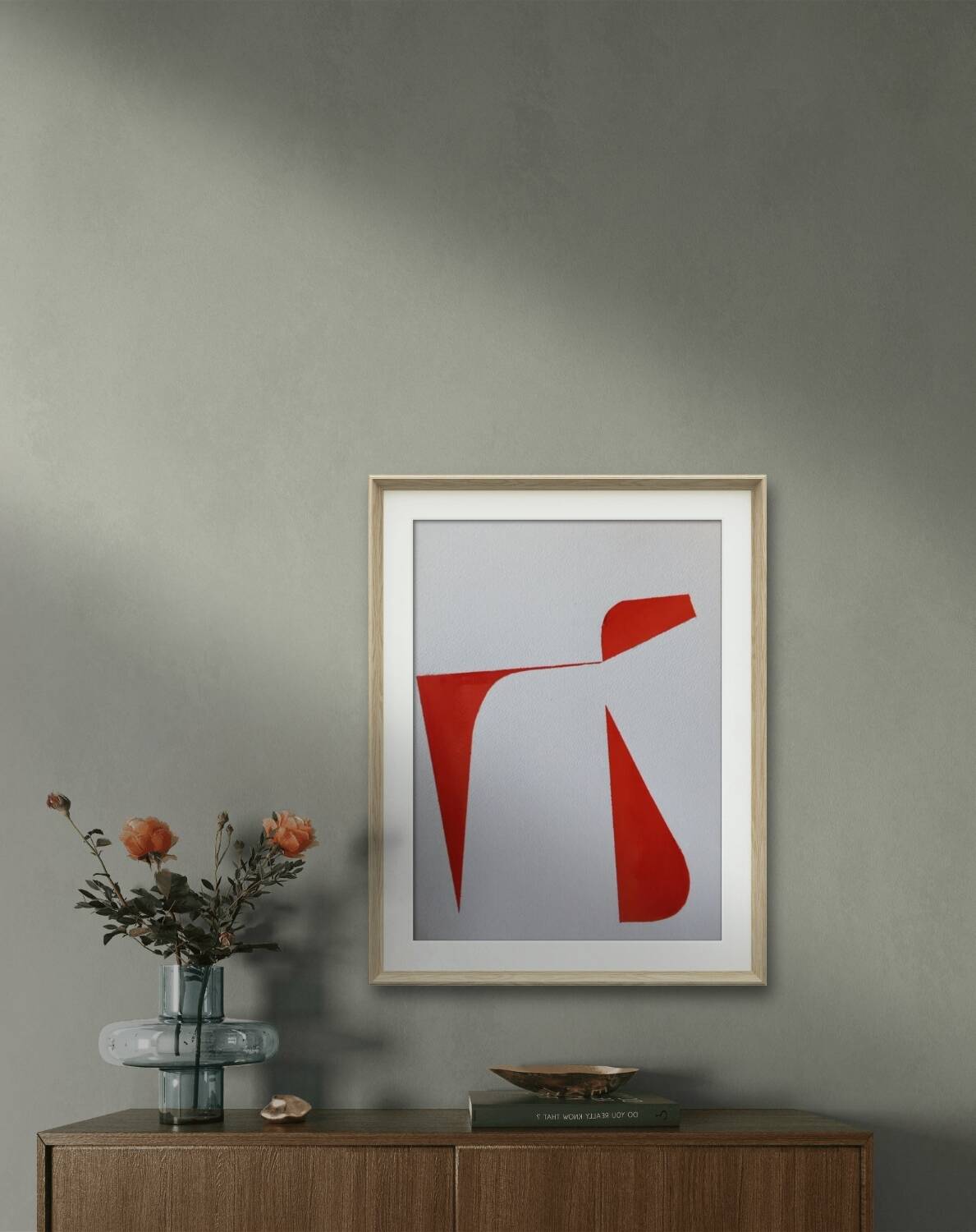 Red minimalist geometric painting