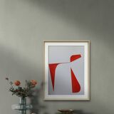 Red minimalist geometric painting