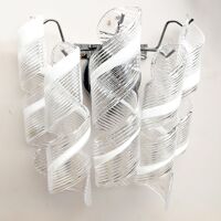 Transparent and white “ricci” murano glass wall sconce