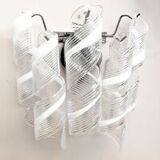 Transparent and white “ricci” murano glass wall sconce