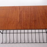 Vintage magazine rack made of metal and wood, 1960s