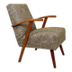 Vintage Lounge Chair Green Pattern Upholstery Refurbished, 1970s.