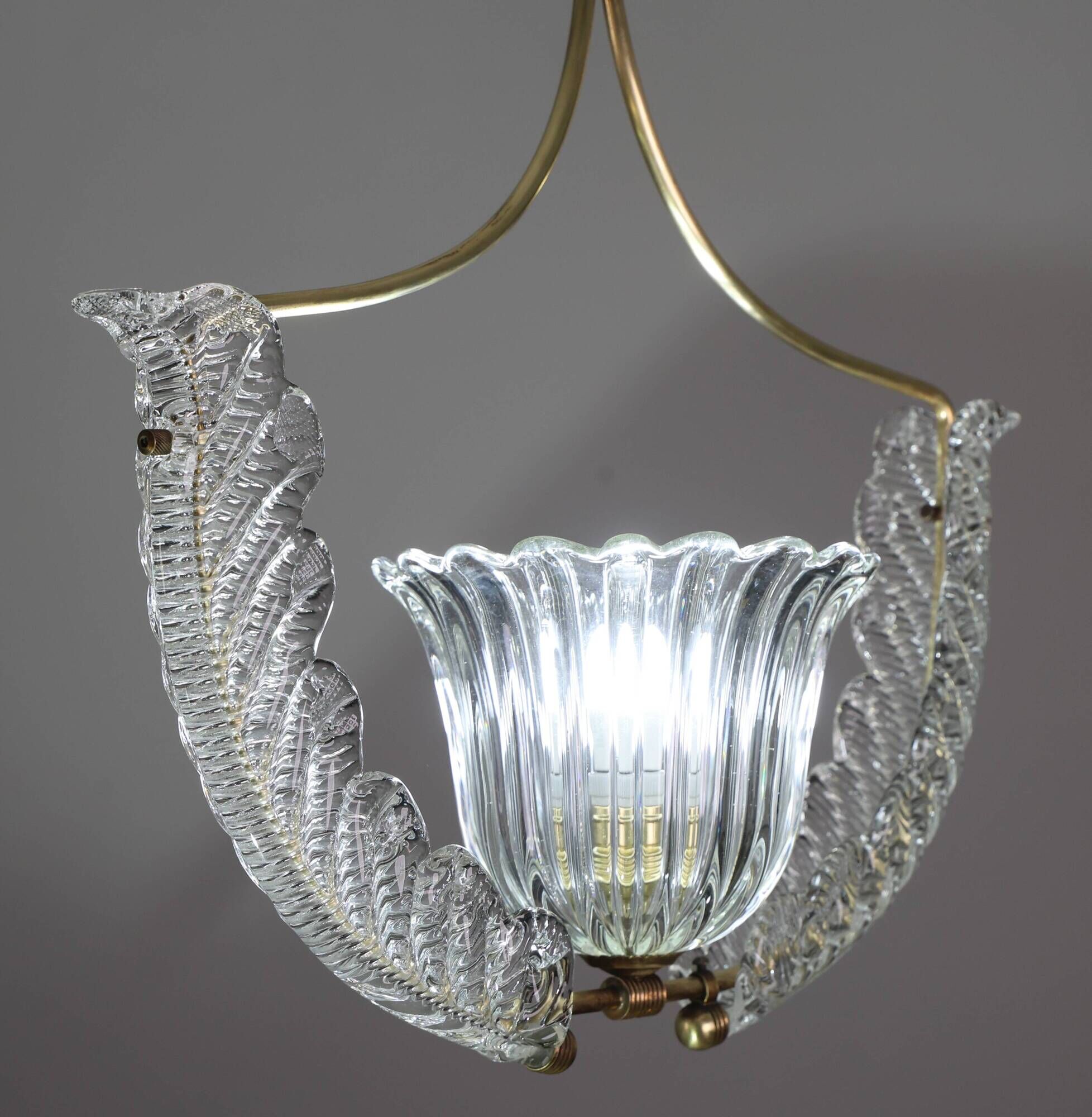 Fascinating Art Deco Pendant Murano Glass Chandelier by Ercole Barovier, 19