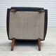 1970s, Danish armchair, black artificial leather, teak wood legs.
