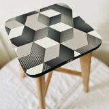 Vintage LV brand wood and formica stool from the 1950s
