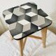 Tabouret bois et formica marque LV vintage années 50