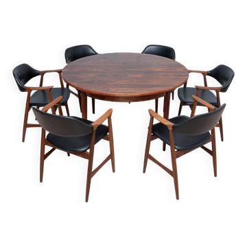1960s Mid-Century Dining Set, 6 Carlton Armchairs by Låte Møbelfabrikk & Ex
