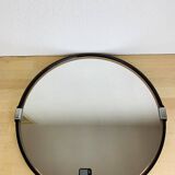 Miroir rond cerclage ambré années 70 vintage
