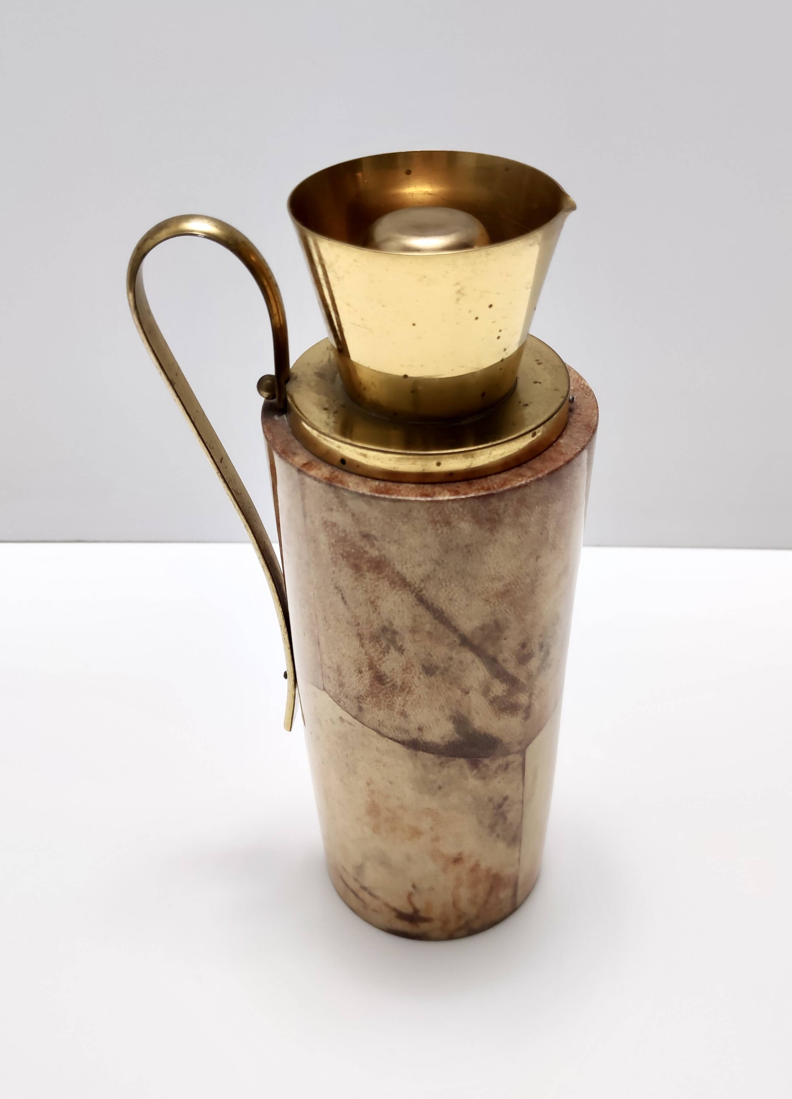 Turned Beech and Parchment Thermos / Jug by Aldo Tura for Macabo, Italy