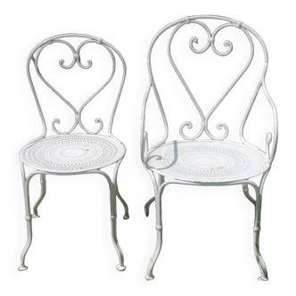 Old chair + wrought iron armchair set