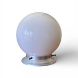 Ceiling light or wall light with white opaline glass globe, 15 cm, aluminium rose.