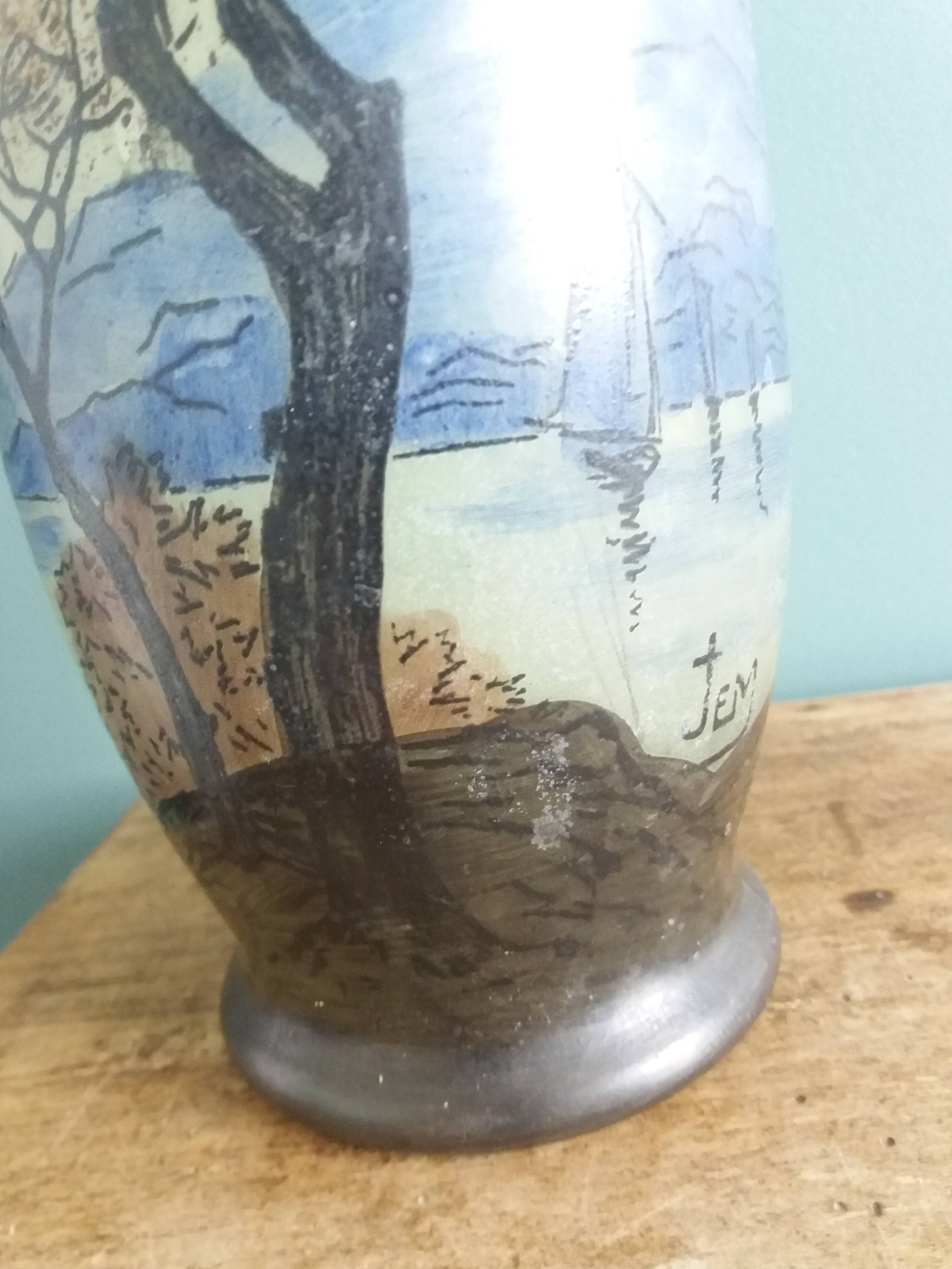 Vase with painted decoration signed Jem Joseph Mure