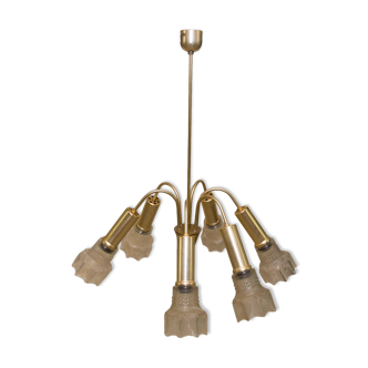 Mid century flower shaped hanging lamp, Czechoslovakia 1970s