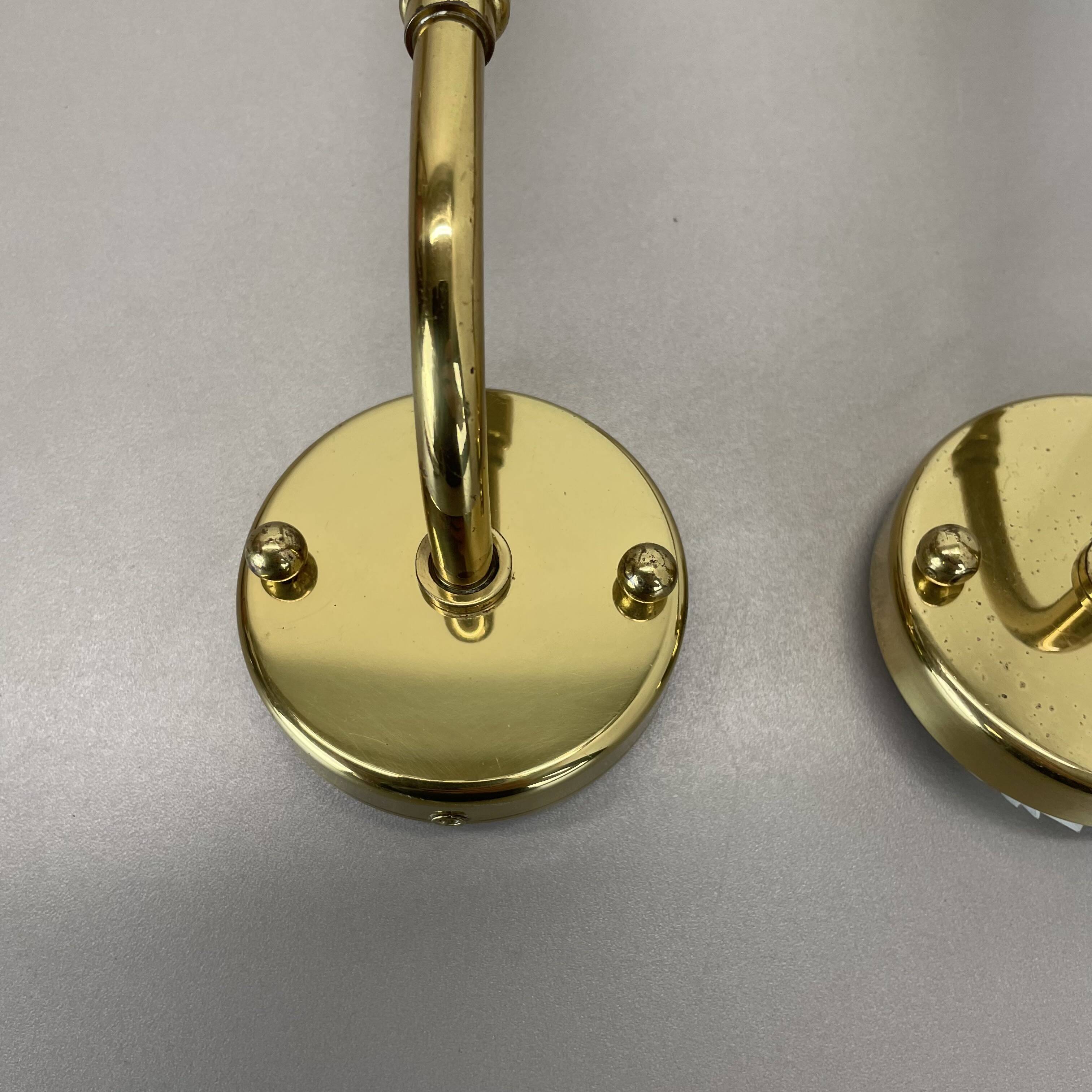 set of 2 Brass "TORCH" Stilnovo Style Theatre Wall Light Sconces, Italy, 1970s