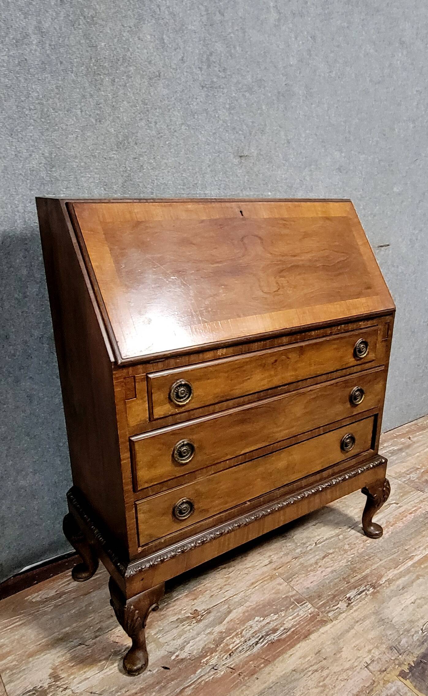 Secrétaire Anglais en acajou vers 1900