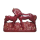 Vintage sculpture of mare and foal signed Jean – red ceramic and gilding.