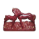Vintage sculpture of mare and foal signed Jean – red ceramic and gilding.
