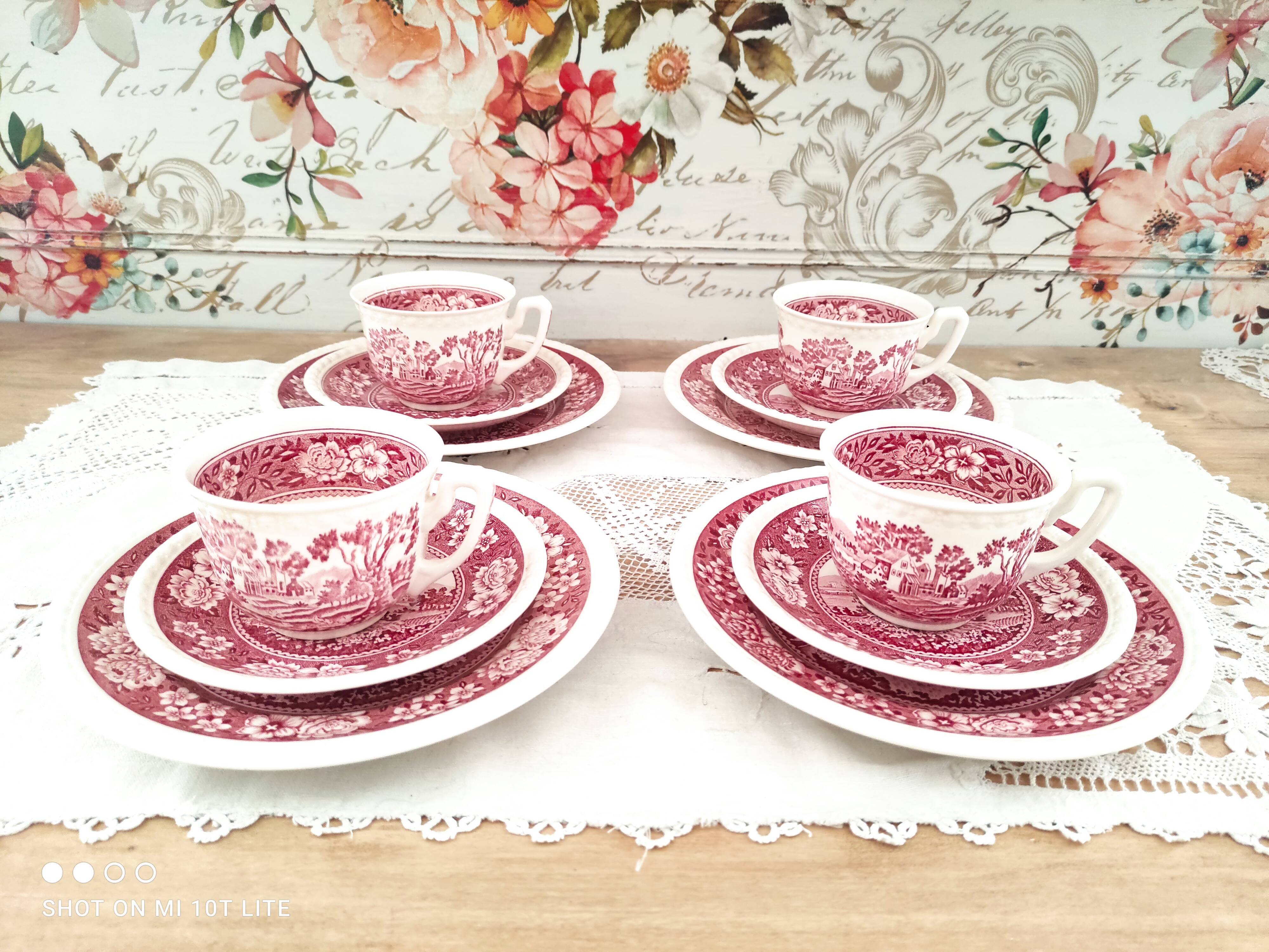 Coffee service 12 rooms 4 people Villeroy & Boch model Rusticana red English décor