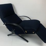 Midcentury dark navy blue Italian lounge chair by Osvaldo Borsani for Tecno, 1950s