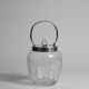 Crystal biscuit barrel with silver-plated mounts and handle, Austrian cut, 1920s.
