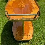 60s marquetry rolling bar trolley