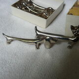 12 silver metal knife holders 6 dogs and 6 cats