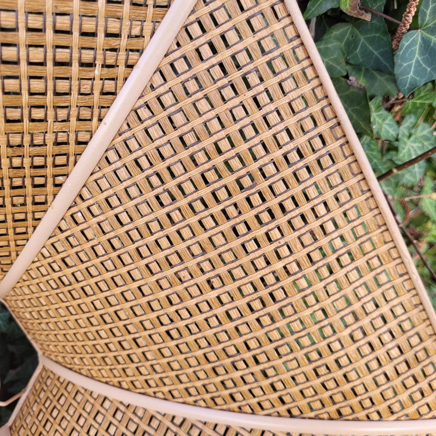 Large Hexagonal Boho Chic Faux Cane Lampshade 1970