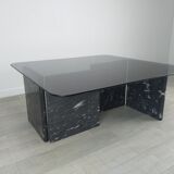 Coffee table design 80s vintage marble glass
