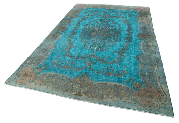 tapis fait à la main 1970s 198 cm x 313 cm tapis turquoise