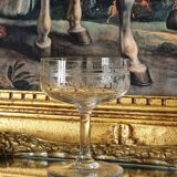 Engraved crystal champagne coupes