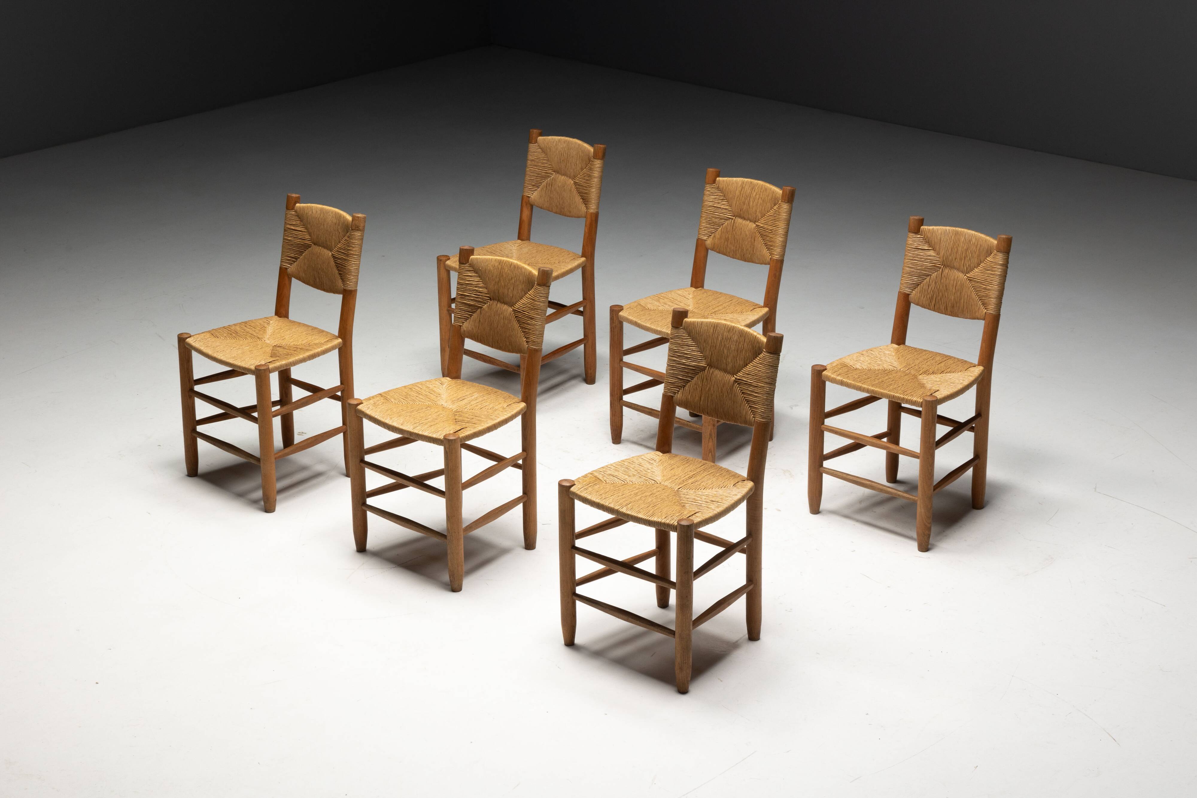 "Bauche" Dining Chairs by Charlotte Perriand for Steph Simon, France, 1950s