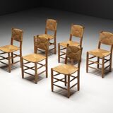 "Bauche" Dining Chairs by Charlotte Perriand for Steph Simon, France, 1950s