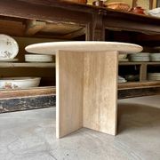 Table d'appoint, basse ronde en travertin ⌀ 61 cm
