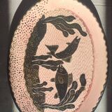 Large enamelled earthenware dish signed Tony Jaillet from the 1950s-60s.