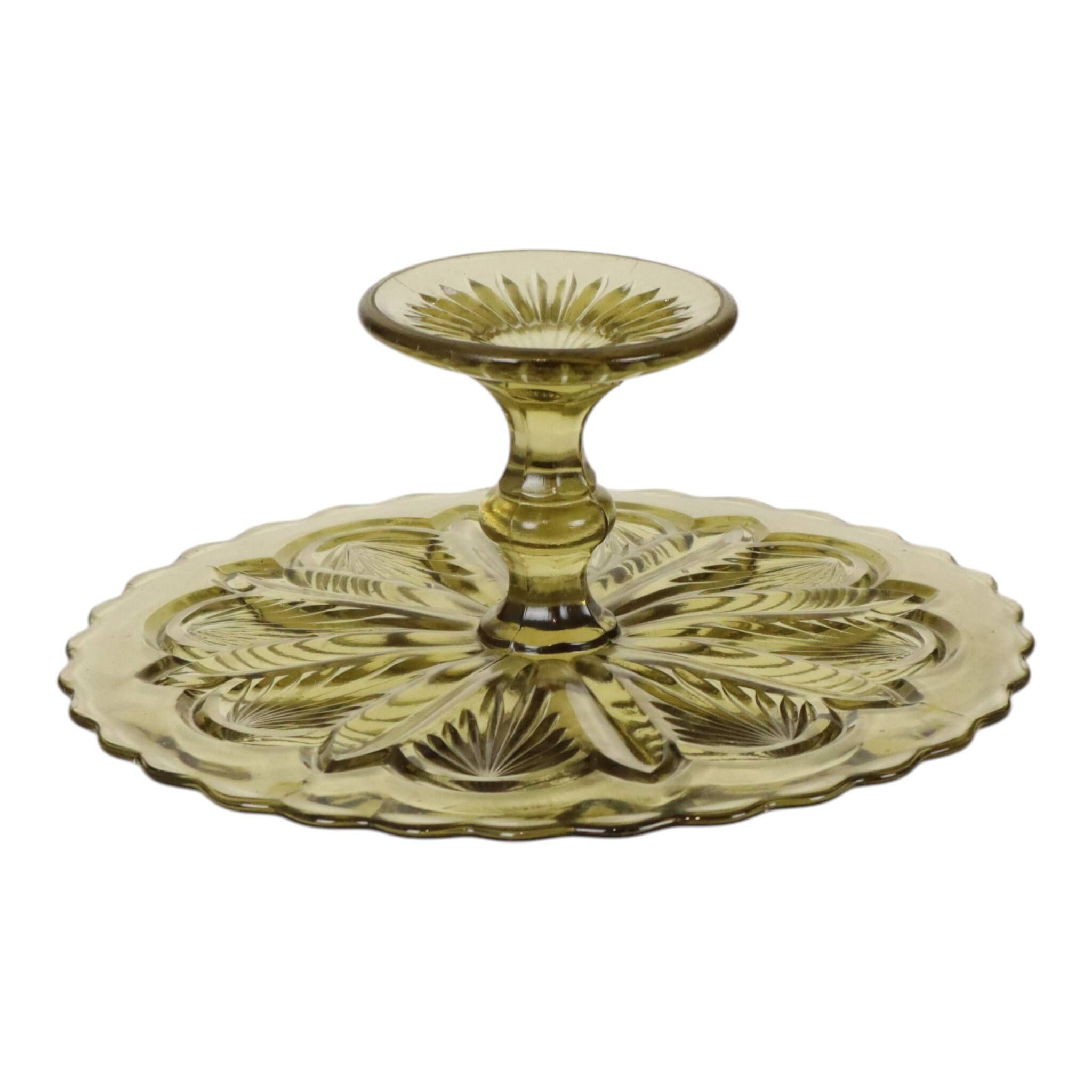 Art Deco Pressed Glass Cake/Pastry Platter 27cm